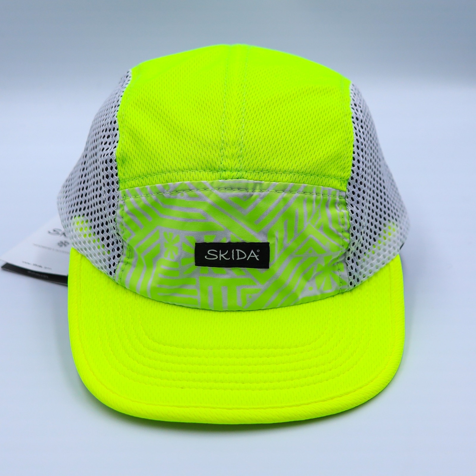 Skida Run Cap Unisex Neon Waves Yellow Mesh 5 Panel Adjustable Performance Hat — image 2 of 8